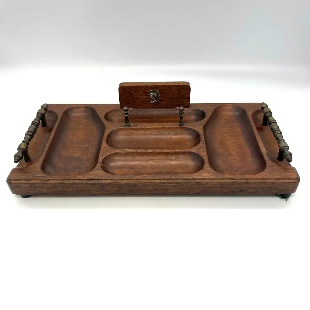 Vintage Mid Century Swank Wooden Valet / Organizer Catchall Tray Made in Japan